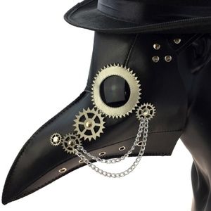 Steampunk Plague Doctor Bird Mask Beak Chains